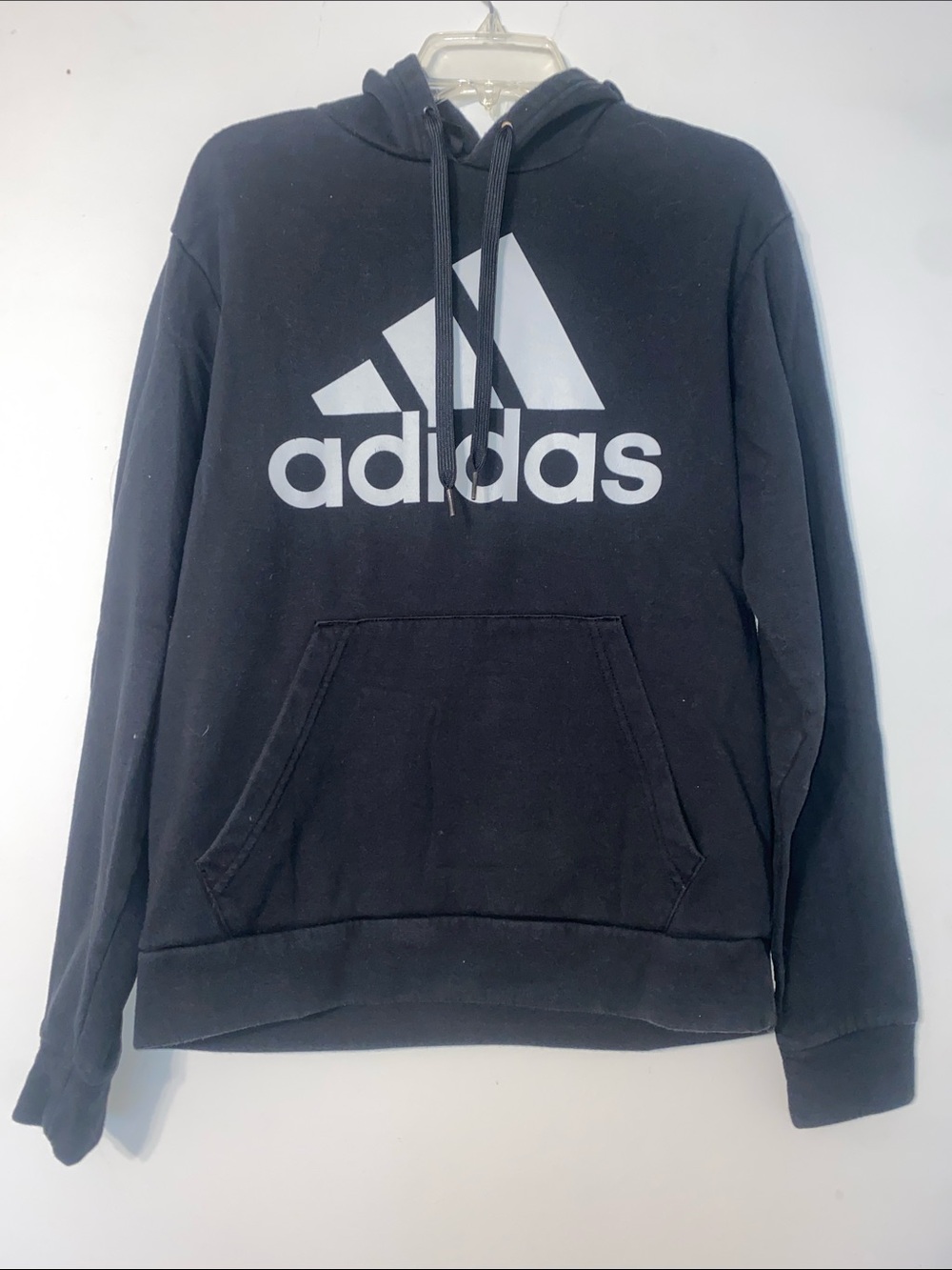 adidas Black Hoodie with White Trefoil Logo